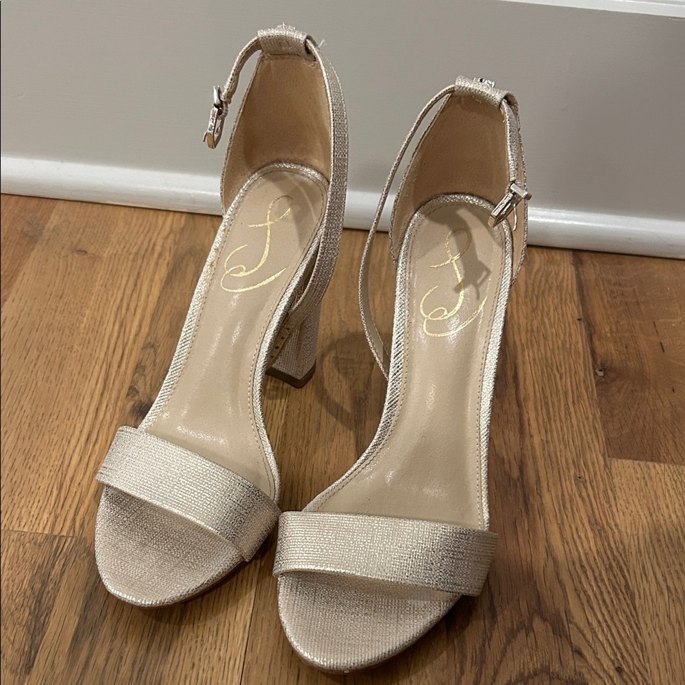 Elegant Gold Ankle Strap Heels